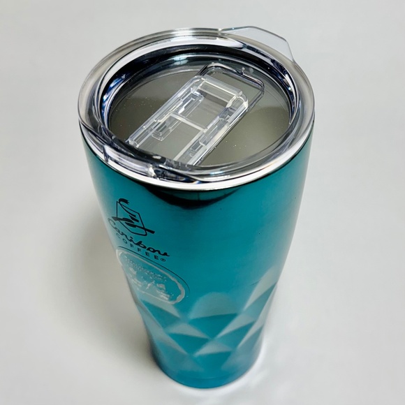 Faceted Stainless Steal Tumbler with lid - TEAL - Picture 2 of 3
